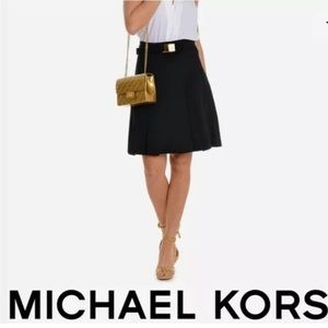 NWOT Michael Kors A-line Flare Belted Canvas Skirt